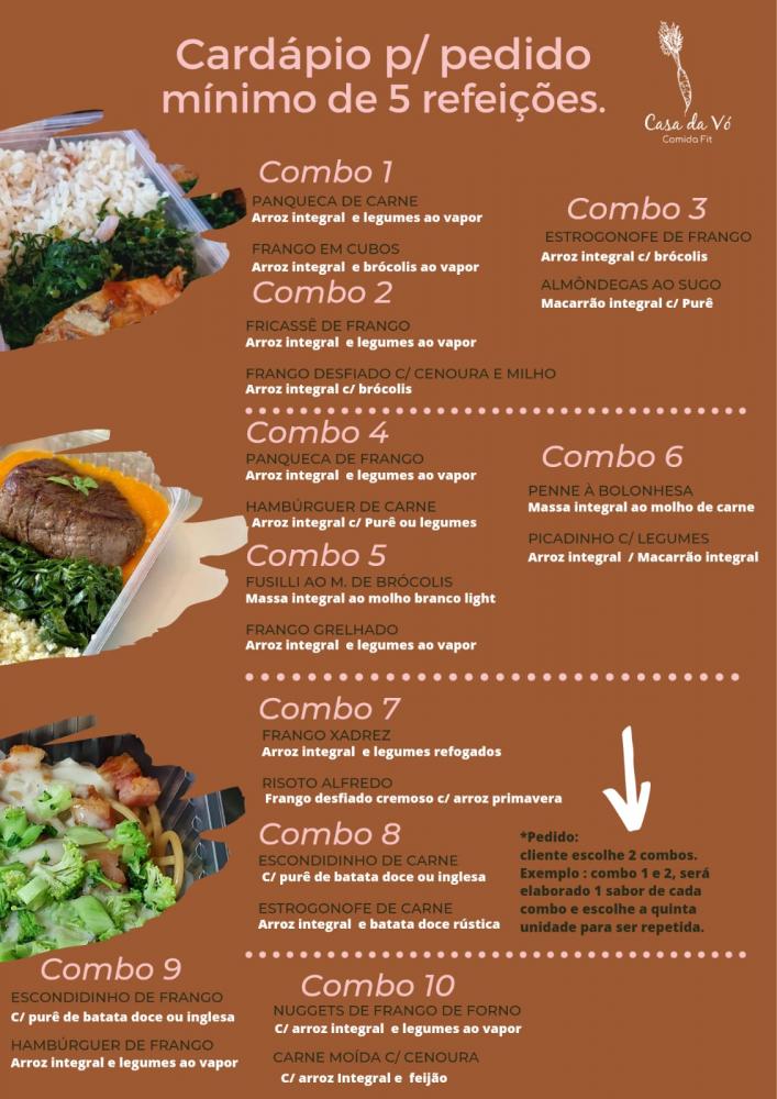 Casa da Vó Comida Fit - Kit 5 Marmitas - Monte seu combo! - Meu